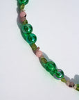 EMERELLE ~ Handmade necklace with Jasper plum blossom beads and emerald beads