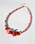 EMBERFLY ~ Handmade statement necklace with bright orange centrepiece, cherry blosson beads and orange rondelle beads