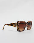 Lovetort ~ Tortoiseshell & chunky gold heart glitter Square Sunglasses