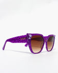 Octoplush ~ Purple dotted oversized rounded sunglasses with crystals detail