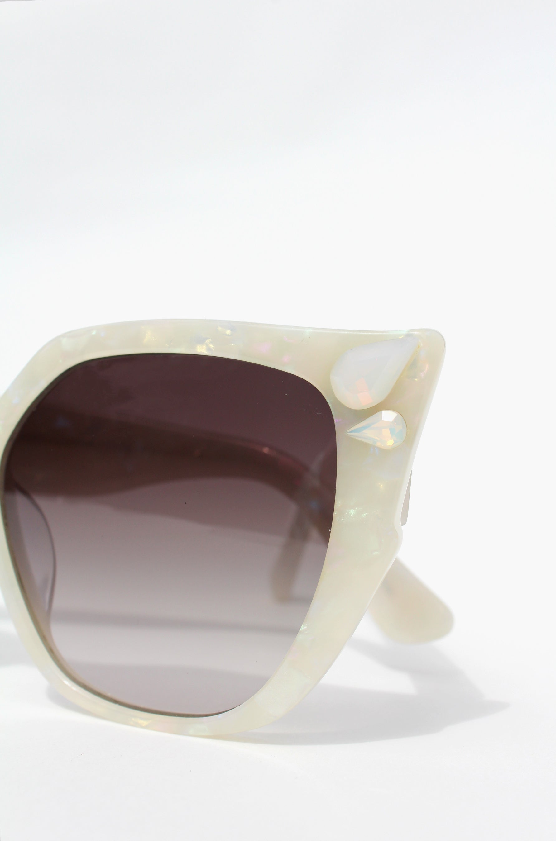 Opalina ~ Opal oversized rounded sunglasses with crystals detail