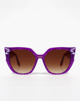 Octoplush ~ Purple dotted oversized rounded sunglasses with crystals detail