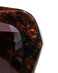 Tigers Eye ~ Oversized oval sunglasses in silver glitter tort acetate with coffee crystal detailing