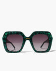Green marbled sunglasses with dark lenses on a white background