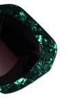 Paradise ~ Oversized oval sunglasses in emerald marble acetate with green crystal detailing