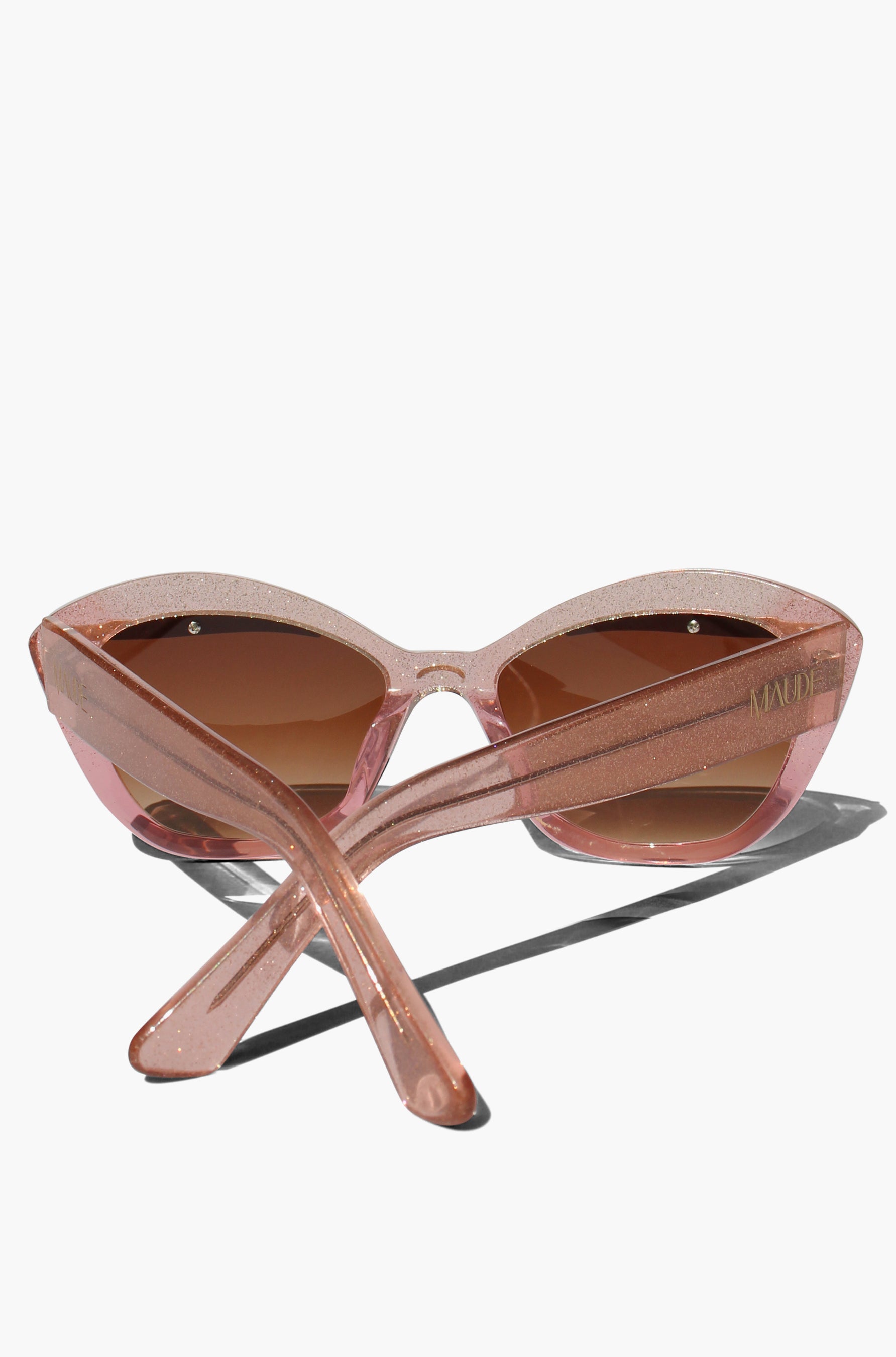 Rosé Glow ~ Pink Glitter Browline Sunglasses