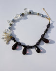 ROYALTY ~ Statement necklace with crystal crown centrepiece and faceted beads in crystal and black