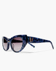 Saphira ~ Almond-shaped sunglasses in marbled blue shimmer acetate