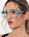 Starluxe Optical ~ Light blue glitter Square Glasses