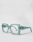 Starluxe Optical ~ Light blue glitter Square Glasses