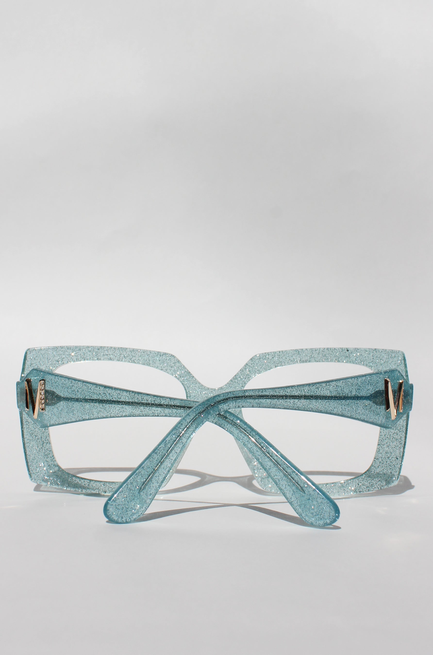 Starluxe Optical ~ Light blue glitter Square Glasses