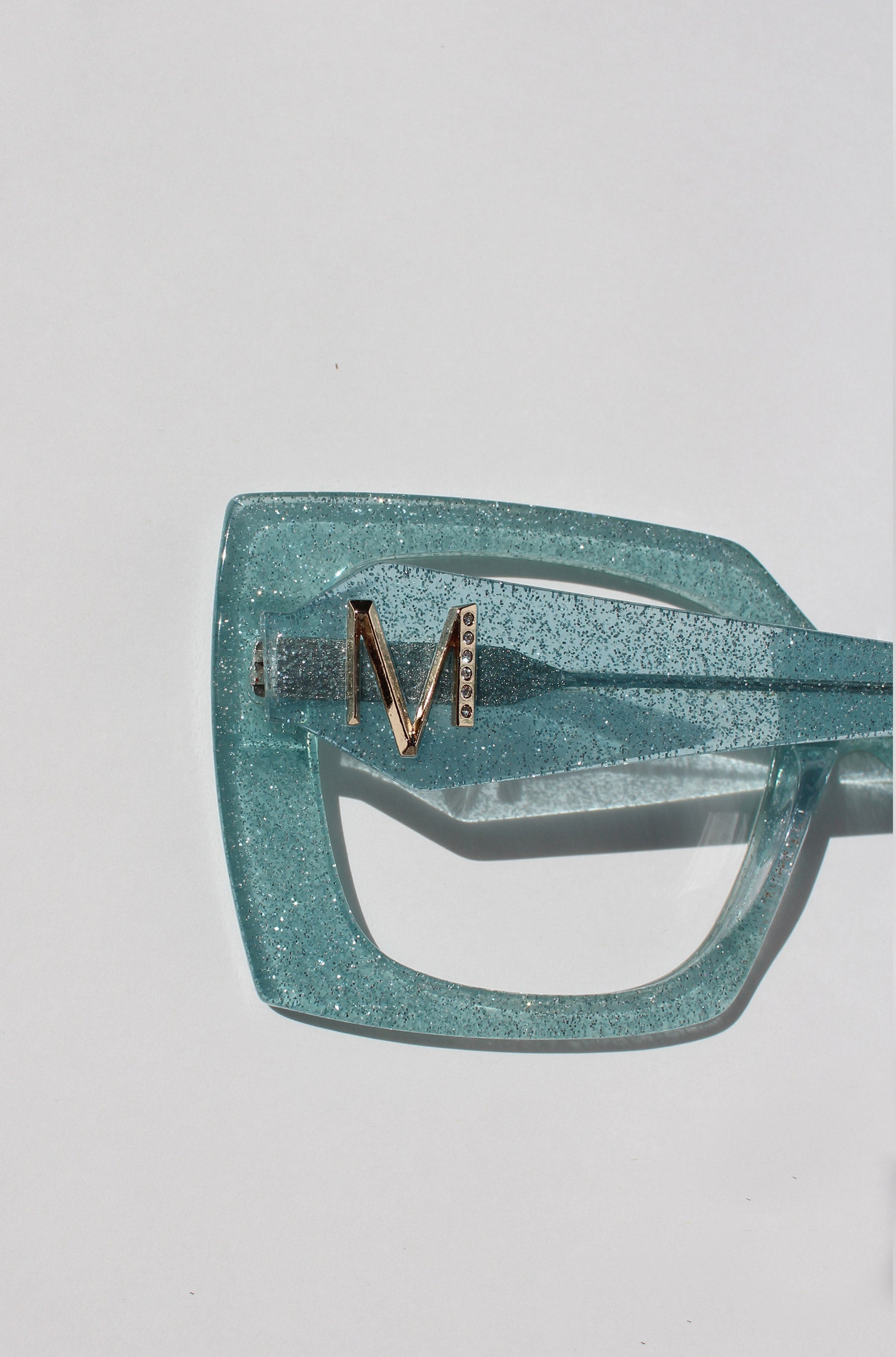 Starluxe Optical ~ Light blue glitter Square Glasses