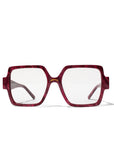 Heartstone ~ Oversized Square Optical Frames in Crimson Marble
