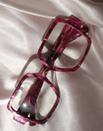 Heartstone ~ Oversized Square Optical Frames in Crimson Marble