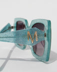 Starluxe ~ Light blue glitter Square Sunglasses