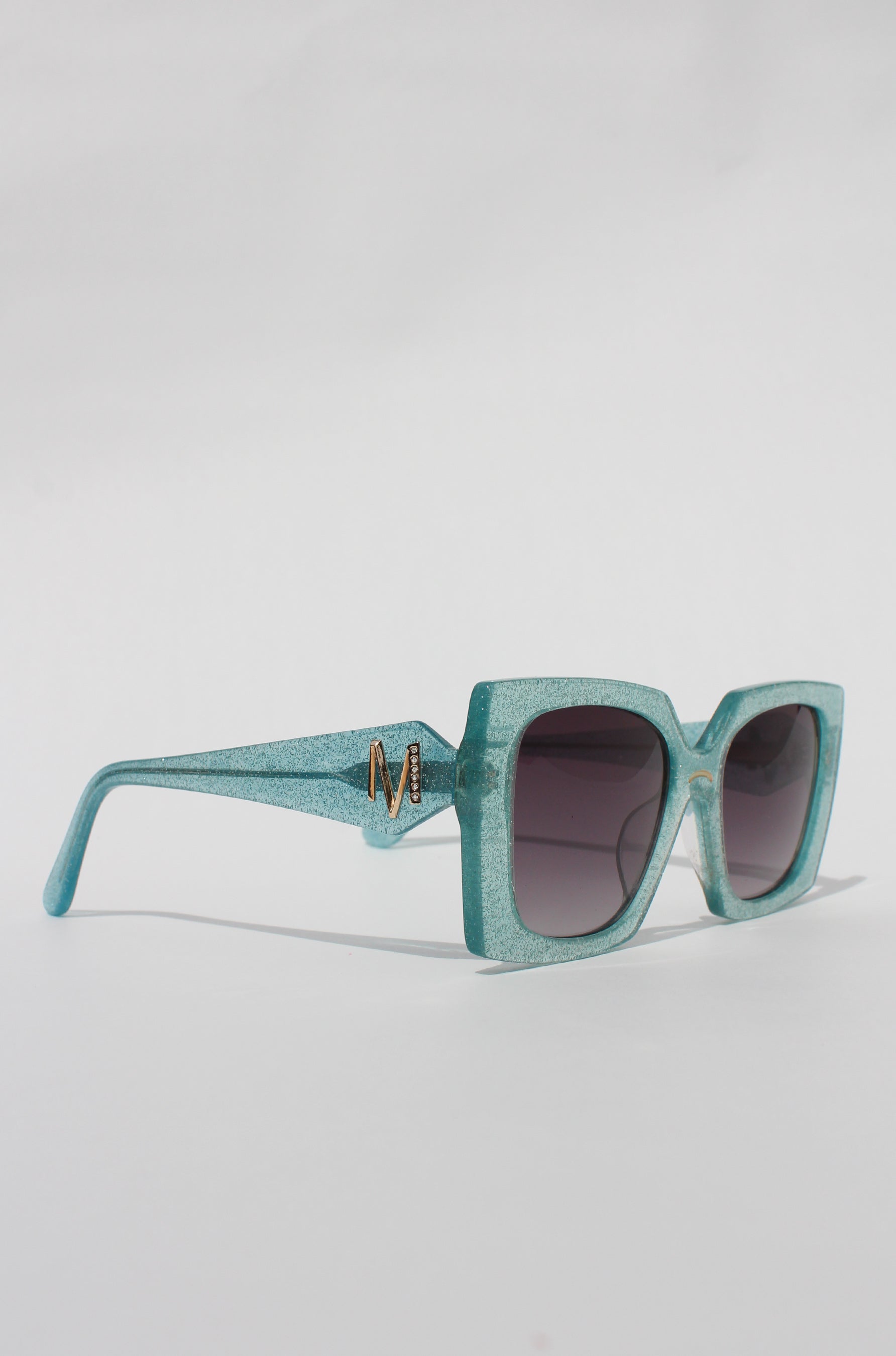 Starluxe ~ Light blue glitter Square Sunglasses