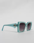 Starluxe ~ Light blue glitter Square Sunglasses