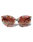 CALYPSO ~ Modern cateye sunglasses in a vibrant multicoloured acetate with crystal embellishments