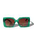 EMMARALDA ~ Square shaped sunglasses in shimmering glitter emerald green acetate