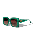 EMMARALDA ~ Square shaped sunglasses in shimmering glitter emerald green acetate