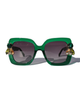 GEMERALD ~ Oversized rounded square sunglasses in a sumptuous emerald green acetate with statement crystal embellishments