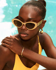 Golden Hour ~ Metallic Gold oval shaped sunglasses