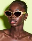 Golden Hour ~ Metallic Gold oval shaped sunglasses