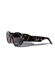 ONYX NOIR ~ Oval shaped sunglasses in marbled black and blush with shimmering turquoise acetate