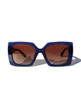 STARLETTE ~ Square shaped sunglasses in navy with shimmering silver glitter