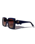 STARLETTE ~ Square shaped sunglasses in navy with shimmering silver glitter
