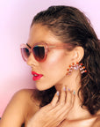 Rosé Glow ~ Pink Glitter Browline Sunglasses