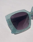 Starluxe ~ Light blue glitter Square Sunglasses