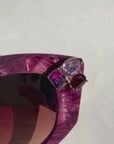RUBEYE ~ Modern cateye sunglasses in a radiant marbled crimson acetate with crystal embellishments
