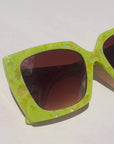 Chartrella ~ Chartreuse Square Marbled Sunglasses