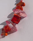 EMBERFLY ~ Handmade statement necklace with bright orange centrepiece, cherry blosson beads and orange rondelle beads