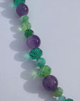 AMYLETTE ~ Handmade necklace with amethyst stones with emerald, turquoise and green rondelle crystal beads