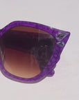 Octoplush ~ Purple dotted oversized rounded sunglasses with crystals detail