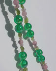 EMERELLE ~ Handmade necklace with Jasper plum blossom beads and emerald beads
